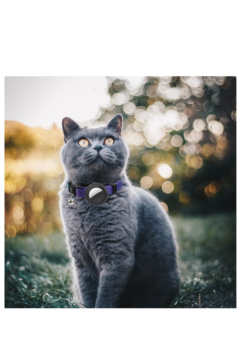 Air tag Cat Collar, Cat Collar with Bell and Safely Buckle for Small Pets, Adjustable Kitten Collar with Airtag Holder Compatible with Apple Airtag for Cats, Kittens, Puppies (Sky Blue)
