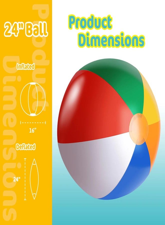 GRNVDWN 3 Packs 24" Inflatable Beach Balls Rainbow Color Pool Ball Pool Toys Pool Balls for Swimming Pool Beach Ball Party Favor Beachball Balloons for Kids&Adults - Image 2