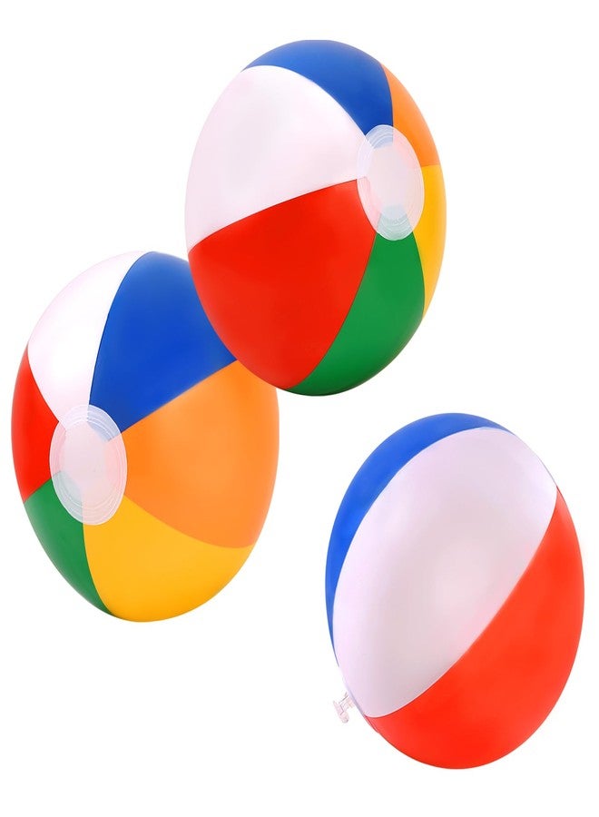 GRNVDWN 3 Packs 24" Inflatable Beach Balls Rainbow Color Pool Ball Pool Toys Pool Balls for Swimming Pool Beach Ball Party Favor Beachball Balloons for Kids&Adults - Image 1