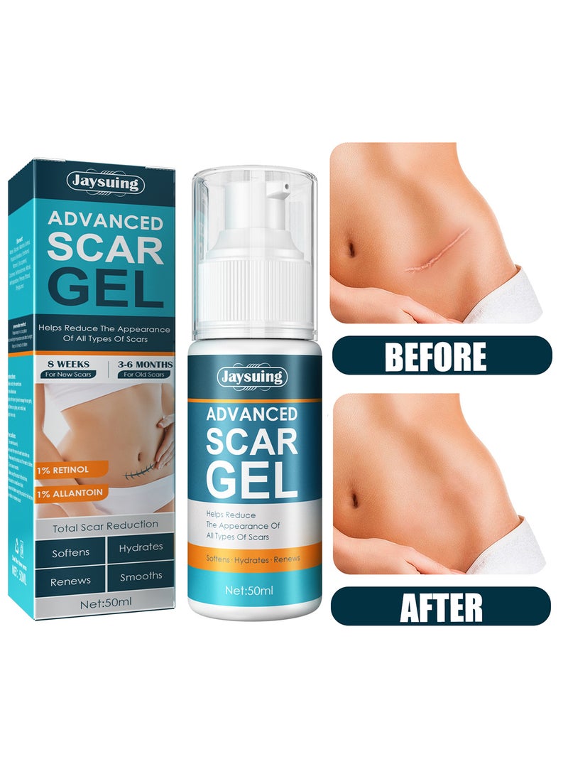 Jaysuing - Advanced Scar Gel, 100% Silicone Scar Gel, Scar Removal Cream, Suitable for Scars, Stretch Marks, Acne, Burns, Hypertrophic Scars, Old and New Scars 50ml - Image 1