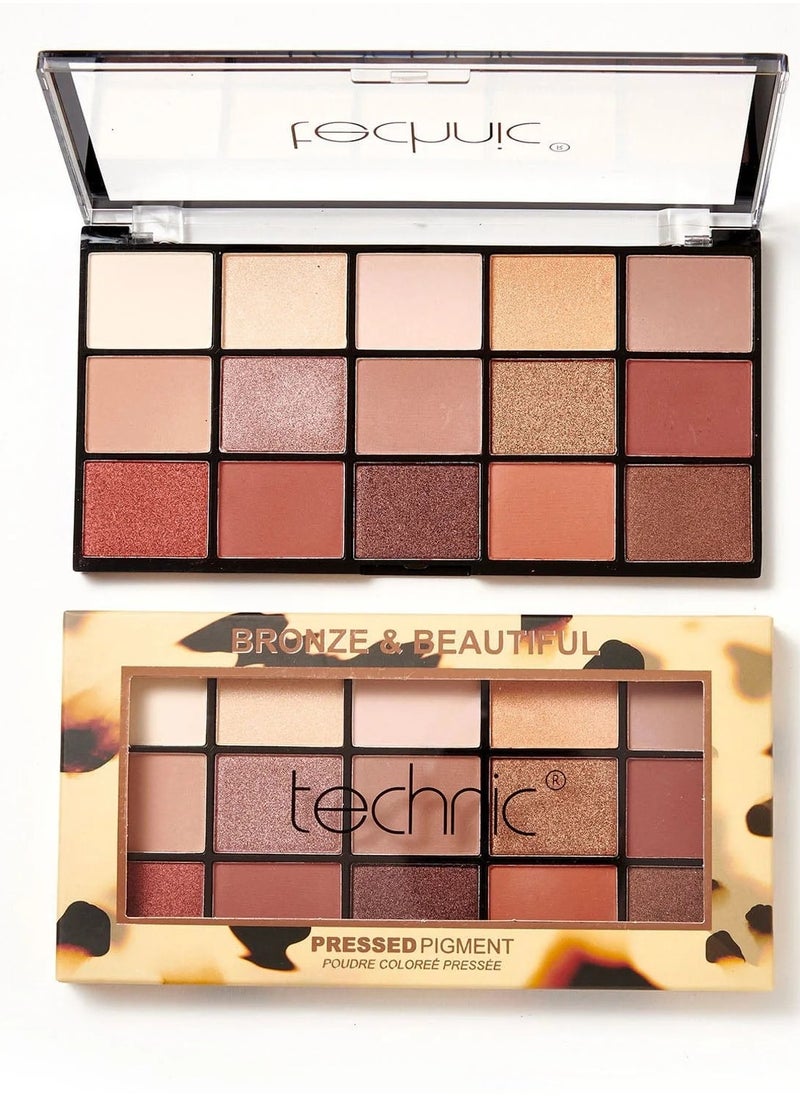 Technic 15 shades pressed pigments eyeshadow palette- Bronze and Beautiful  - Image 1