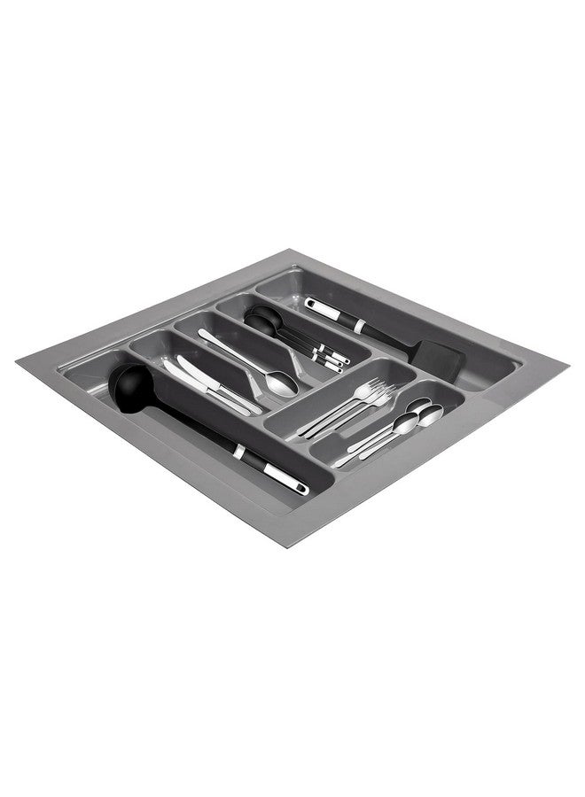 LEVON Plastic Cutlery Tray For Kitchen Drawer,Cutlery Stationery Organizer, Moduler Kitchen Basket, Grey, (24 X19 Inch) - Image 4