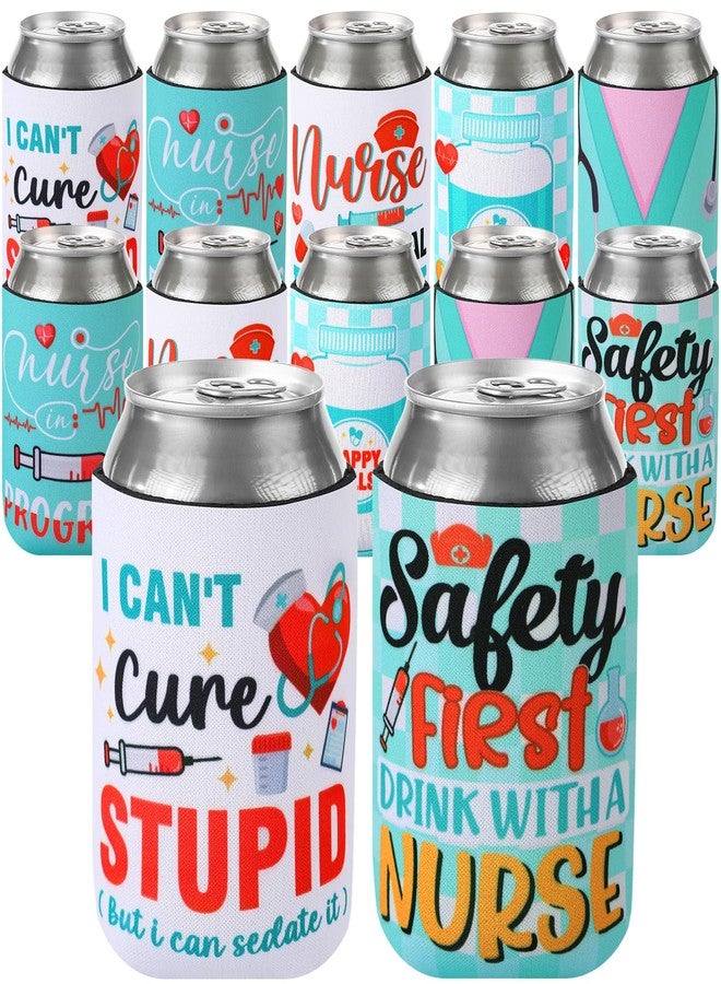 INCOK Nurses Week Gifts Bulk 2025-12 Packs Funny Nursing Day Can Coolers Sleeves for Women Men Nurse Appreciation Week Gifts Graduation Rn Themed Party Decorations Supplies Favors - Image 1