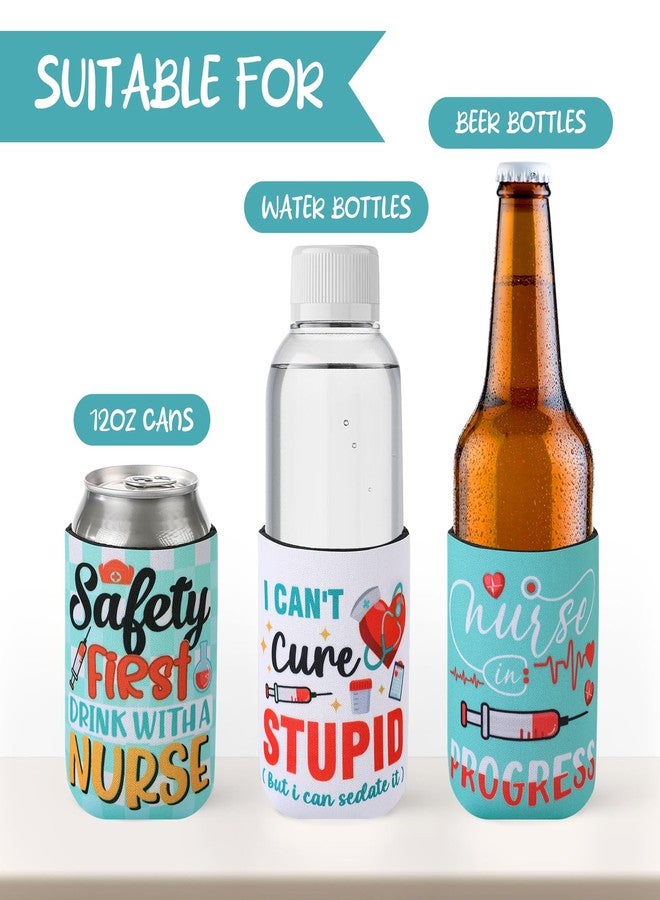 INCOK Nurses Week Gifts Bulk 2025-12 Packs Funny Nursing Day Can Coolers Sleeves for Women Men Nurse Appreciation Week Gifts Graduation Rn Themed Party Decorations Supplies Favors - Image 3