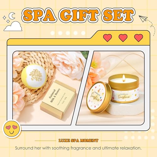 CHESACE Gift Baskets for Women Unique Birthday Gifts for Women self care cheer up gifts set pick me up gift box for Woman teen girls best friend Sister Ladies Friendship Her - Inspirational Yellow Present - Image 5