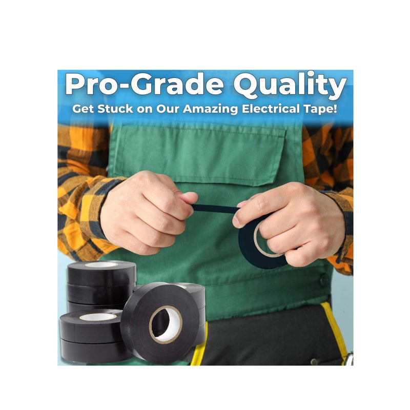 SOLARAE Black Electrical Tape Jumbo Roll 10 Pack, Huge 60 Foot Rolls Of 3/4 Inch PVC Vinyl With Ultra Weather-Resistant Adhesive. Withstands High Heat for Electrician Automotive Use - Image 4