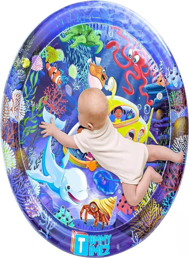 CRAZYABBS Baby Kids Circle Water Play Mat Toys Inflatable Tummy Time Leakproof Water Play Mat, Fun Activity Play Center Indoor and Outdoor Water Play Mat for Baby - Image 2