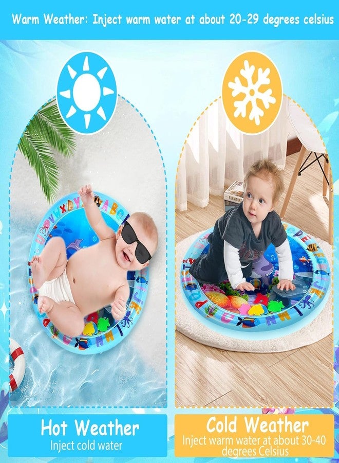 CRAZYABBS Baby Kids Circle Water Play Mat Toys Inflatable Tummy Time Leakproof Water Play Mat, Fun Activity Play Center Indoor and Outdoor Water Play Mat for Baby - Image 4
