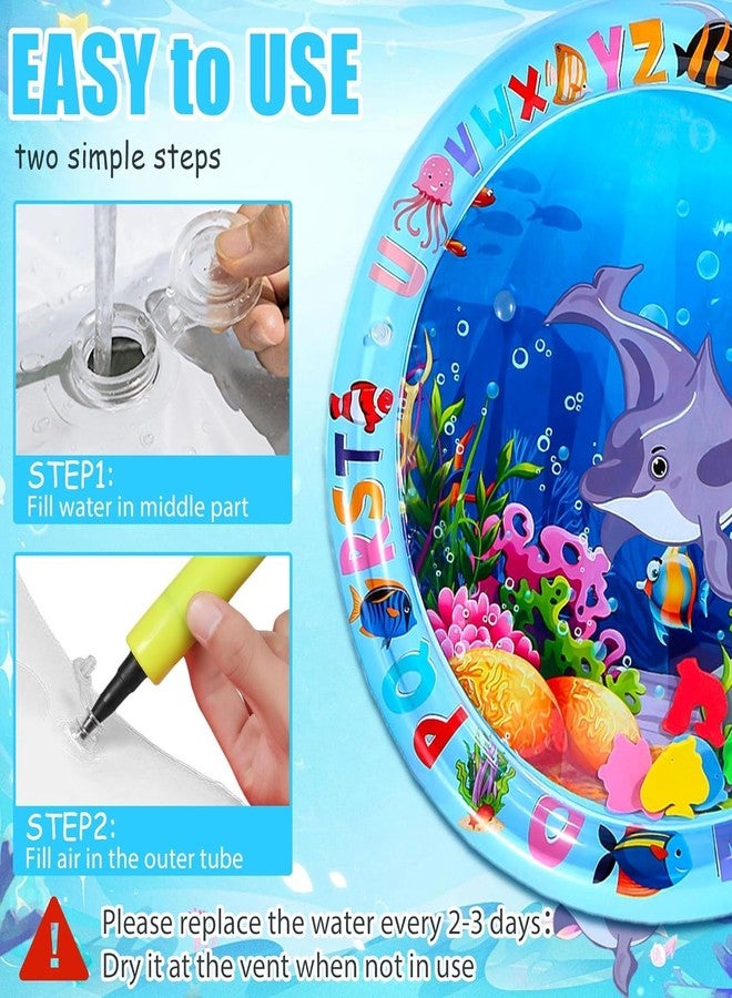 CRAZYABBS Baby Kids Circle Water Play Mat Toys Inflatable Tummy Time Leakproof Water Play Mat, Fun Activity Play Center Indoor and Outdoor Water Play Mat for Baby - Image 3