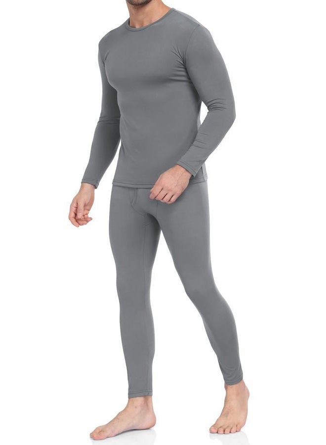WEERTI Thermal Underwear for Men, Long Johns Base Layer Fleece Lined Top Bottom (Grey L) - Image 1