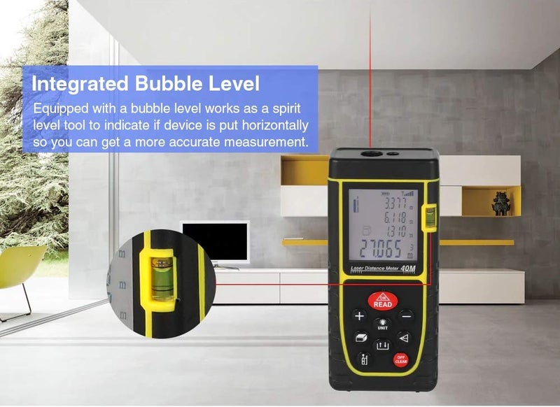 Syga SYGA Digital Laser Distance Measuring Tape Tool Distance Measuring Meter Yellow 60m Colour Design May Vary  - Image 4