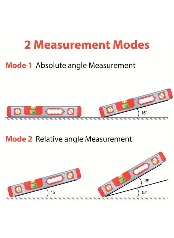 Black Aluminum Alloy Digital Level Ruler 360 Degree Inclinometer Protractor Angle Finder with LCD Screen Display - Image 5