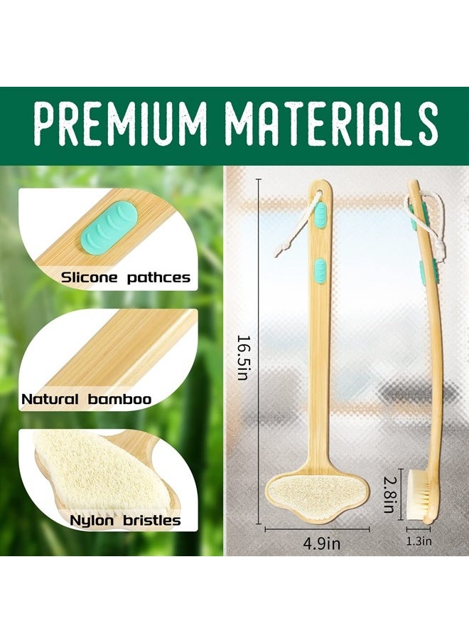 NURENDER - Shower Brush,NURENDER Longer Handle(16.5inch) Bath Shower Brush,Back Scrubber for Shower,Natural Bamboo Shower Brush for Elder,Pregnant,Over-Weight. - Image 1