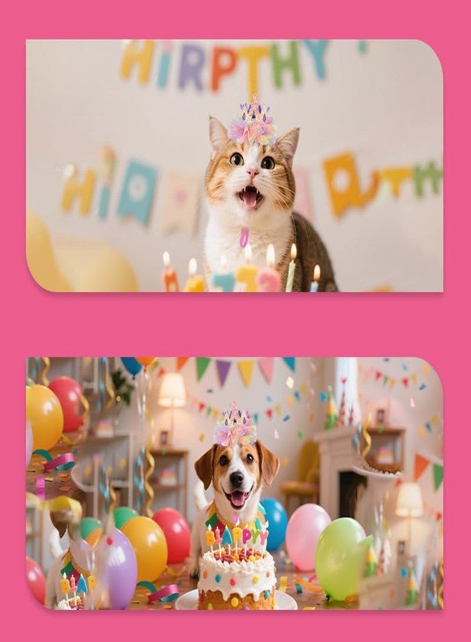 Yreamont Colorful Pet Christmas Hat for Dogs Cats Lace Crown Hat for Boy Girl Birthday Party Hats for Girls Boys Bday Hats for Dog Cat Puppy Kitten Birthday Cap for Girls Boys Bday Hat for Pet Dogs Cats - Image 5