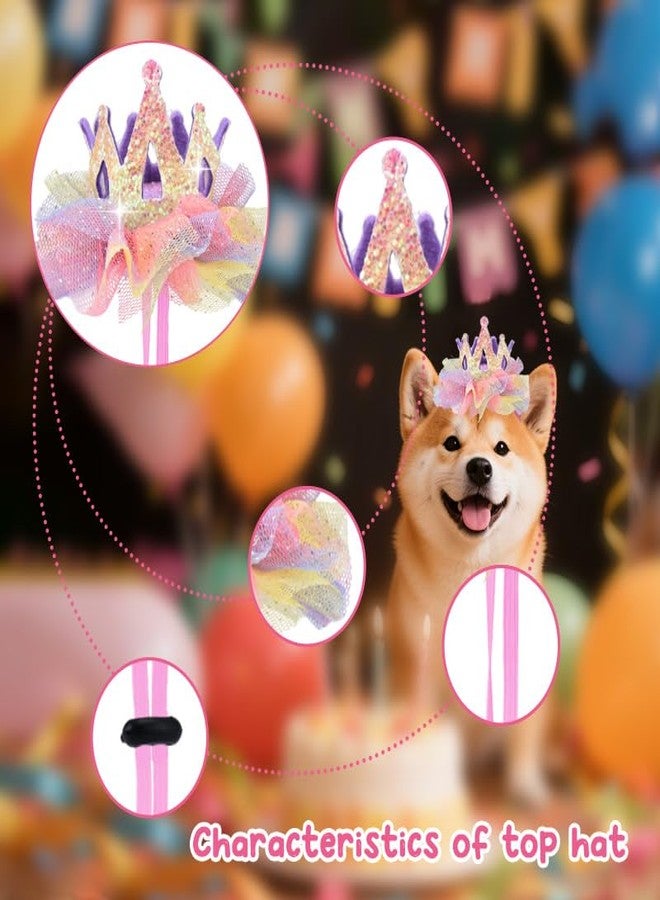Yreamont Colorful Pet Christmas Hat for Dogs Cats Lace Crown Hat for Boy Girl Birthday Party Hats for Girls Boys Bday Hats for Dog Cat Puppy Kitten Birthday Cap for Girls Boys Bday Hat for Pet Dogs Cats - Image 3