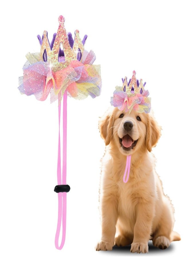 Yreamont Colorful Pet Christmas Hat for Dogs Cats Lace Crown Hat for Boy Girl Birthday Party Hats for Girls Boys Bday Hats for Dog Cat Puppy Kitten Birthday Cap for Girls Boys Bday Hat for Pet Dogs Cats - Image 1