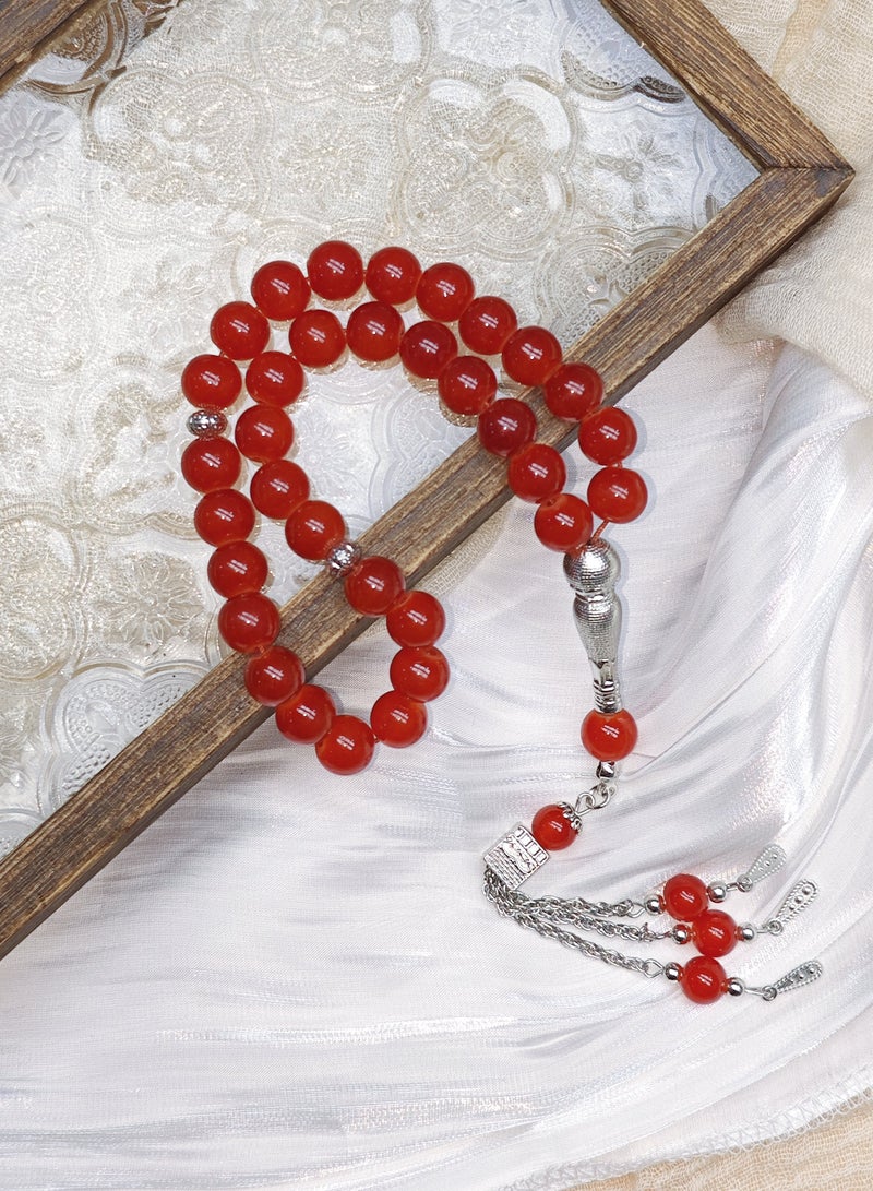 10mm 33-piece glass prayer beads with a skylight, handcrafted - Image 2