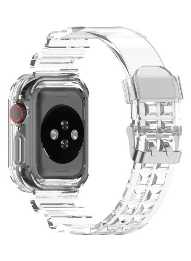 NIBEMINENT Silicone Integrated Replacement Strap Watchband For Apple Watch Series 7/6/SE/5/4/3/2/1 45/44/42mm Transparent - Image 5