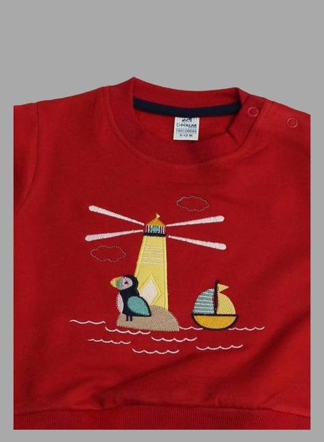 Dollar Junior Tiny Crews Baby Boys Casual T-Shirt Pant Set (KKRN10007_3-6M) Red - Image 3