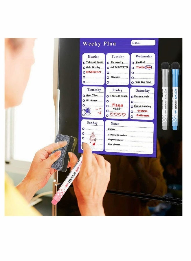 Generic Meal Planner Magnetic Weekly Planner Whiteboard, Fridge Whiteboard A3 Dry Wipe Magnetic Calendar Ideal as a Study Planning, Exams, Memo Board, Shopping List, Calendar, Homework Planner  - Image 4