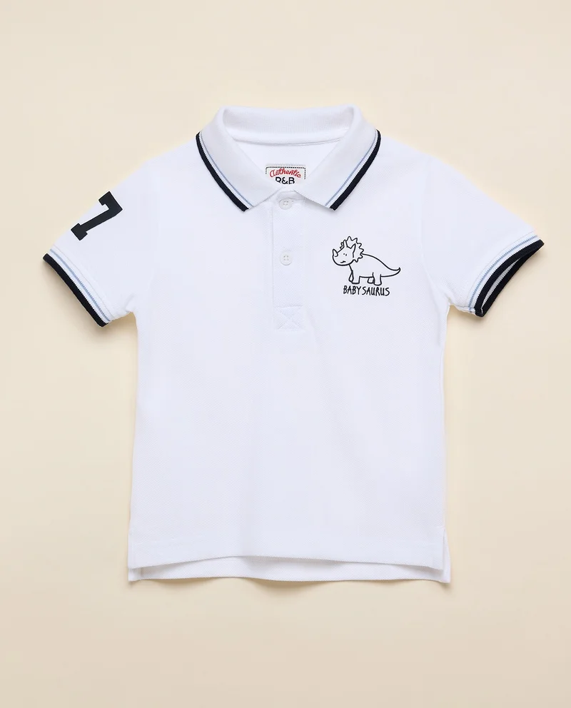 R&B Printed Polo T-Shirt with Short Sleeves