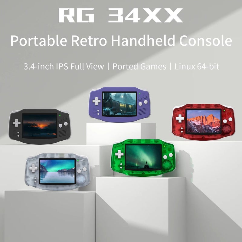 Anbernic Rg34xx Retro Handheld Game Console 3.4-inch IPS Screen 64-bit Linux Player WiFi Bluetooth HD TV Out 128g, Black - Image 2
