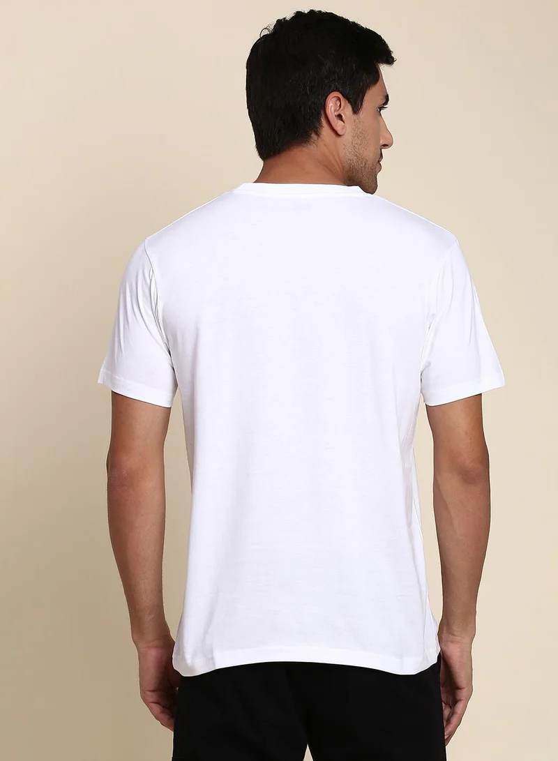 Dennis Lingo Men's White Regular Fit Cotton T-shirt