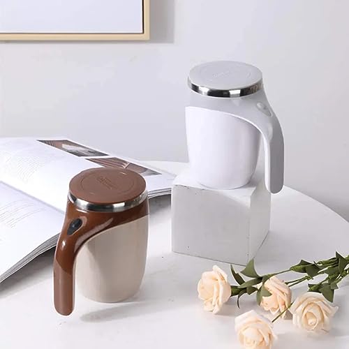 Maharsh Automatic Magnetic Stirring Coffee Mug, Rotating Home Office Travel Mixing Cup Suitable for Coffee, Milk, Cocoa and Other Beverages (Battery Brown), 380 Ml - Image 2