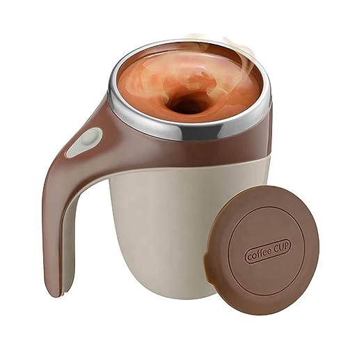 Maharsh Automatic Magnetic Stirring Coffee Mug, Rotating Home Office Travel Mixing Cup Suitable for Coffee, Milk, Cocoa and Other Beverages (Battery Brown), 380 Ml - Image 1