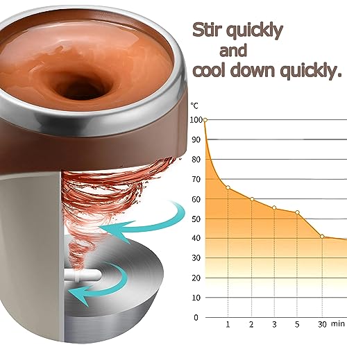 Maharsh Automatic Magnetic Stirring Coffee Mug, Rotating Home Office Travel Mixing Cup Suitable for Coffee, Milk, Cocoa and Other Beverages (Battery Brown), 380 Ml - Image 5