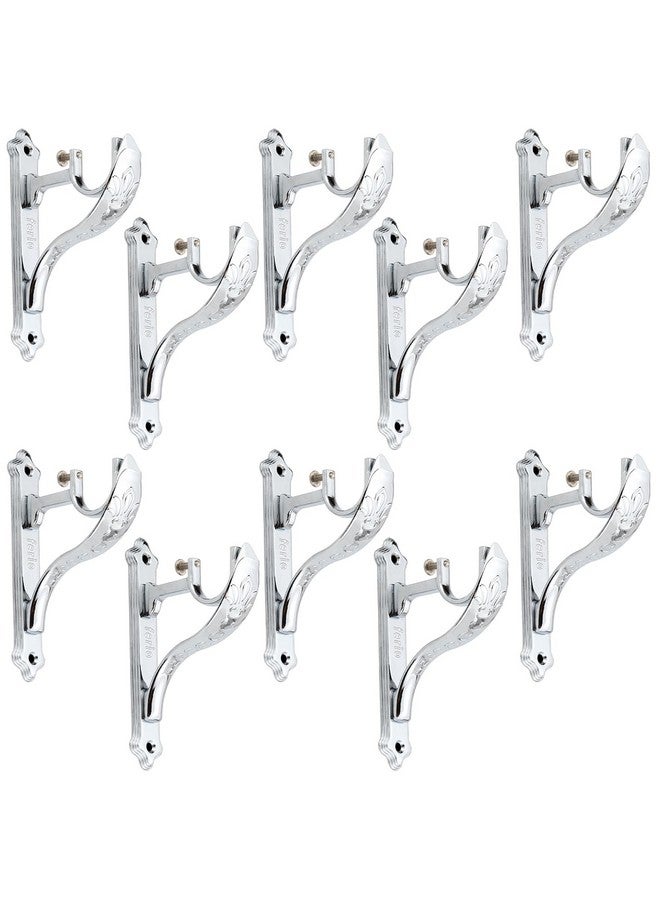 Ferio Curtain Rod Holder for Window Accessories Heavy Duty Curtain Holder Chrome Finish Jaguar Curtain Brackets for 1 Inch Curtain Pipe (Pack of 10, Zinc) - Image 1