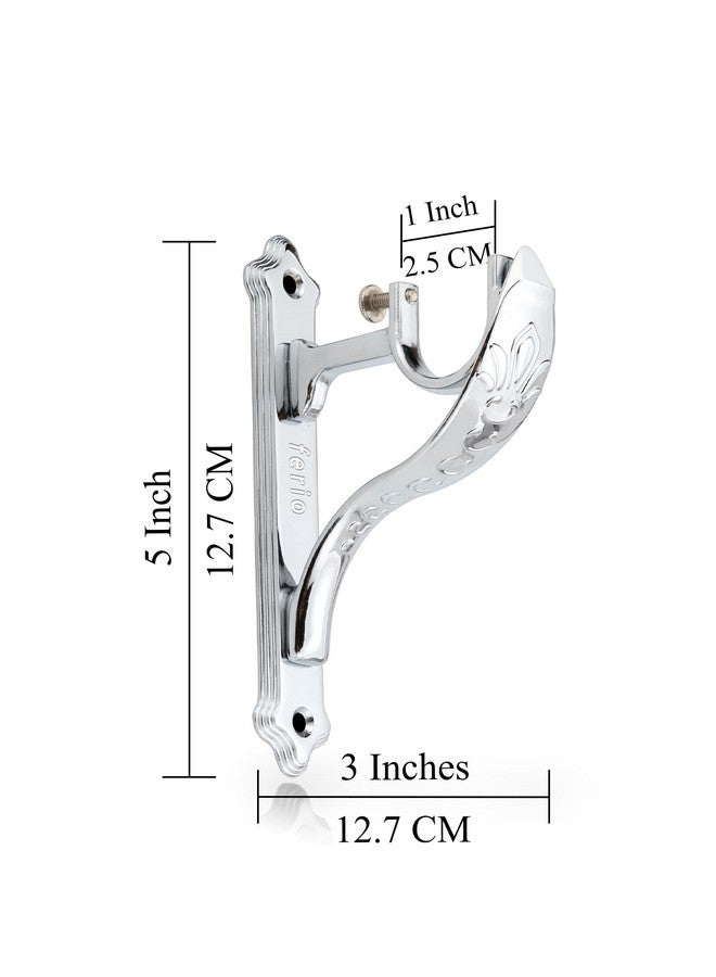 Ferio Curtain Rod Holder for Window Accessories Heavy Duty Curtain Holder Chrome Finish Jaguar Curtain Brackets for 1 Inch Curtain Pipe (Pack of 10, Zinc) - Image 2