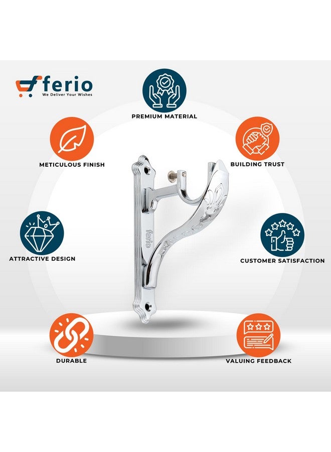 Ferio Curtain Rod Holder for Window Accessories Heavy Duty Curtain Holder Chrome Finish Jaguar Curtain Brackets for 1 Inch Curtain Pipe (Pack of 10, Zinc) - Image 4