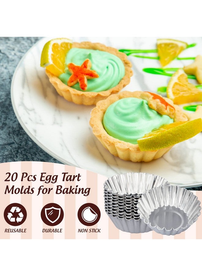ISKYBOB 20 Pack Egg Tart Pans, Mini Aluminum Cupcake Pans Pie Cookie Muffin Tins Reusable Baking Mold Cups (Xl) - Image 3