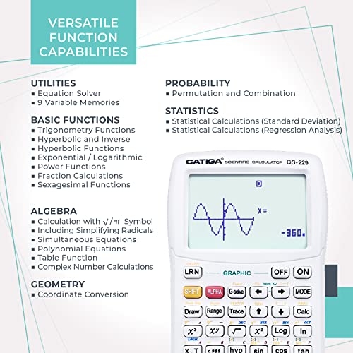 CATIGA Scientific Calculator with Graphic Functions - Multiple Modes with Intuitive Interface - Perfect for Students of Beginner and Advanced Courses, High School or College - Image 4