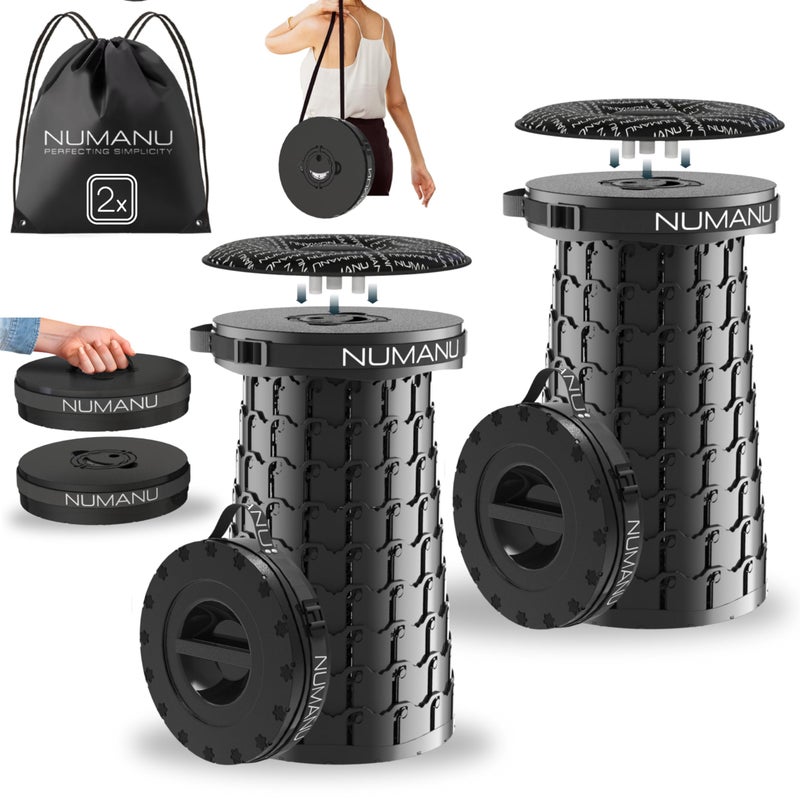 NUMANU 2PACK 2026 Upgraded XXL Collapsible Stool 19.7", 1000lbs Max Weight, Wider & Taller Pop Up Seat, Heavy Duty Portable Retractable Folding Chair or Travel Foot Rest, Gift for Camping & Outdoors - Image 1