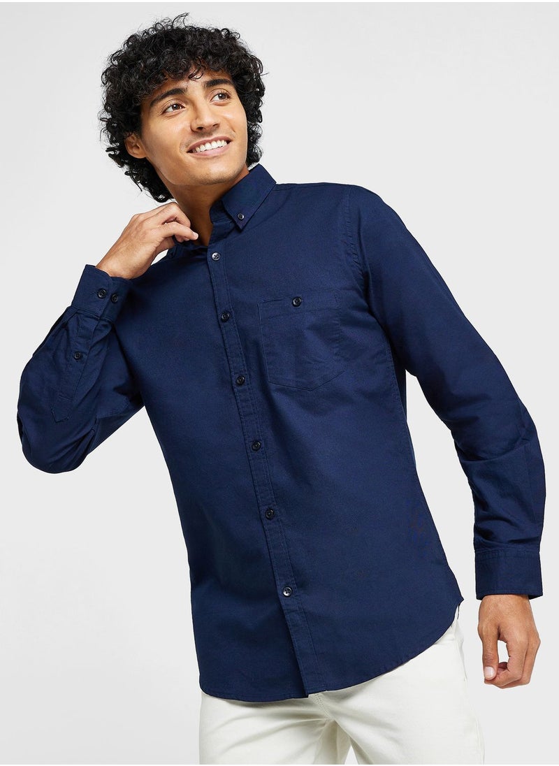 Seventy Five - Pure Cotton Casual Single Pocket Shirt - Image 1