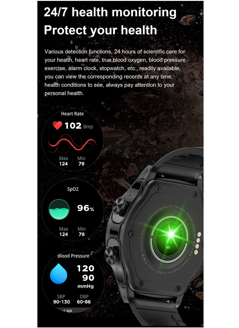 AROAQ - GT66 Smart Watch with TWS Earphones NFC Music Control 1.39 HD Screen Bluetooth Call Healthy Monitoring 100+ Sports Modes - Image 1