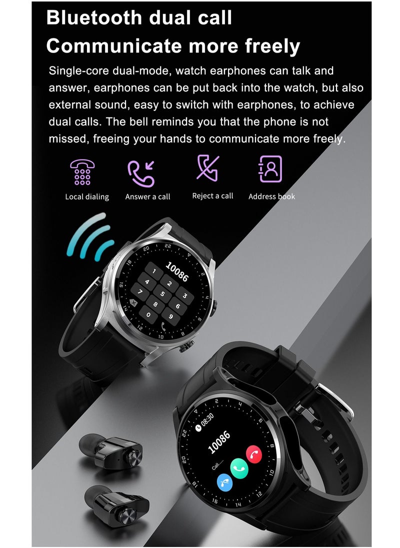 AROAQ - GT66 Smart Watch with TWS Earphones NFC Music Control 1.39 HD Screen Bluetooth Call Healthy Monitoring 100+ Sports Modes - Image 1
