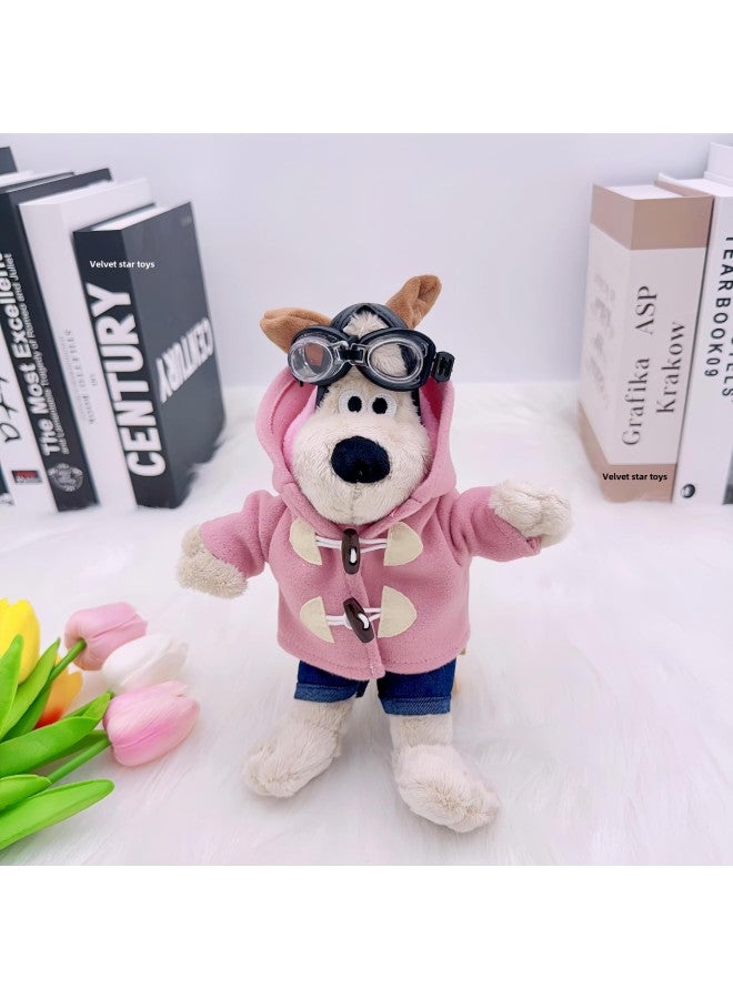 Cartoon Piloting Dog Plush Toy Mobile Phone Clip Car Decoration Doll Gift Short-Haired Animal Shape Fiber Cotton Filled Toy-Specifications:23cm Pink Windcoat-Color:ornaments  - Image 1