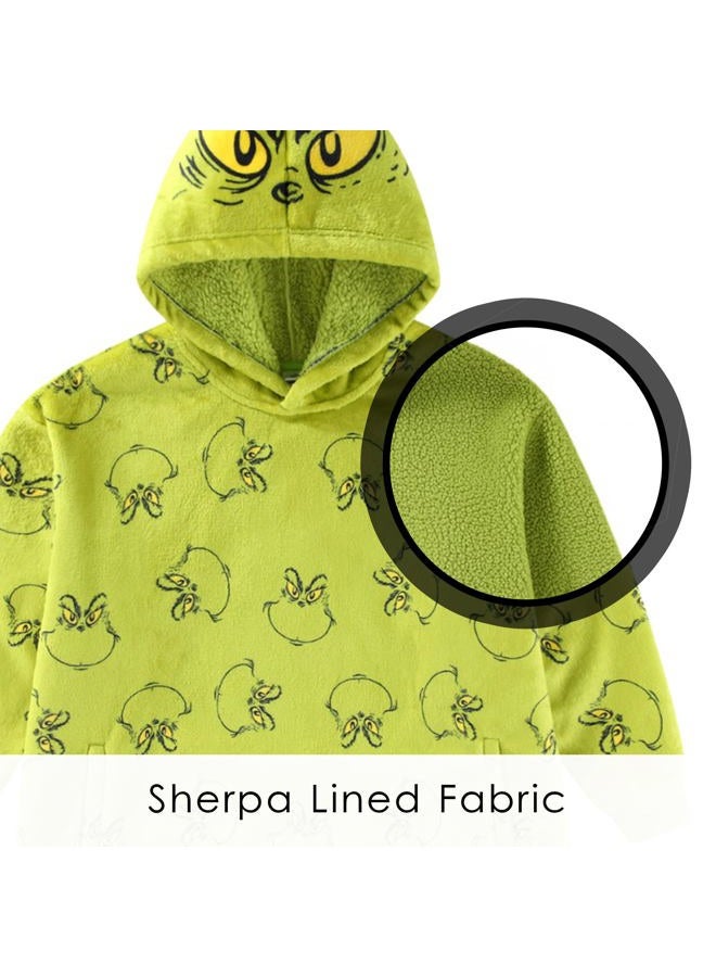 Dr. Seuss Grinch Girls Oversized Hoodie with Pockets for Big Kids One Size, Green, 4-10 - Image 3