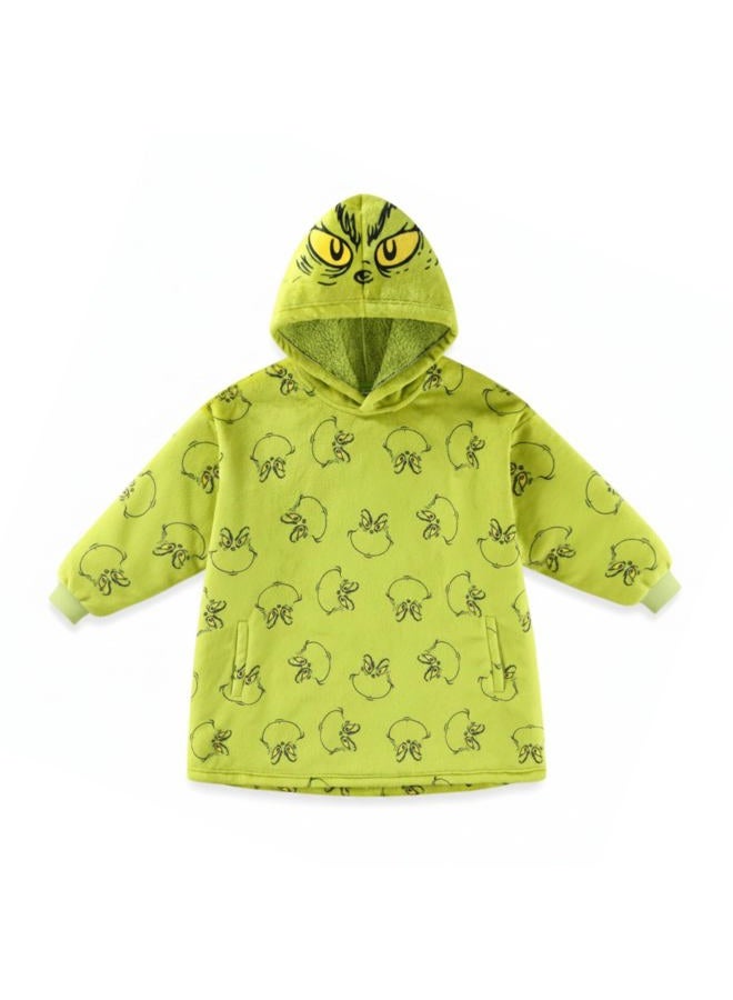 Dr. Seuss Grinch Girls Oversized Hoodie with Pockets for Big Kids One Size, Green, 4-10 - Image 2