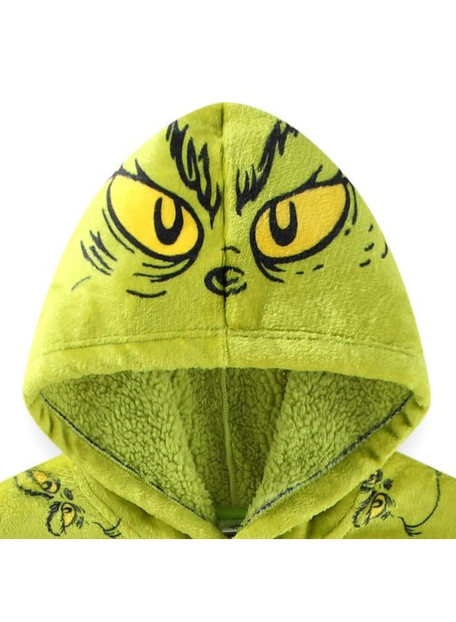 Dr. Seuss Grinch Girls Oversized Hoodie with Pockets for Big Kids One Size, Green, 4-10 - Image 4