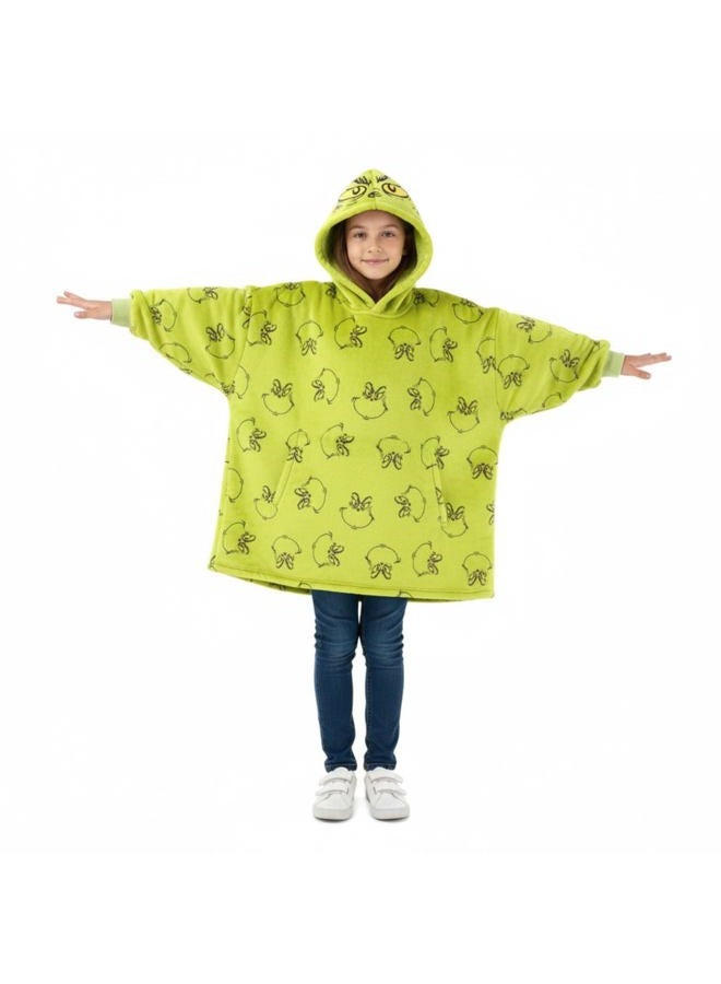 Dr. Seuss Grinch Girls Oversized Hoodie with Pockets for Big Kids One Size, Green, 4-10 - Image 1