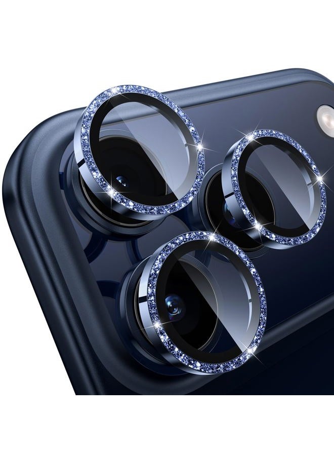 wsken AWH Wsken Camera Lens Protector Shatterproof Ultra HD 9H Tempered Glass with Metal Ring, Film and Scratch Resistent for 17 Pro/17 Pro Max, Glitter Blue - Image 1