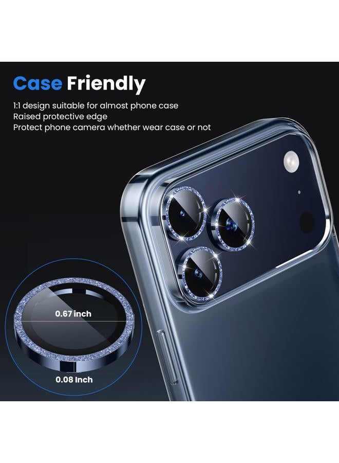 wsken AWH Wsken Camera Lens Protector Shatterproof Ultra HD 9H Tempered Glass with Metal Ring, Film and Scratch Resistent for 17 Pro/17 Pro Max, Glitter Blue - Image 4