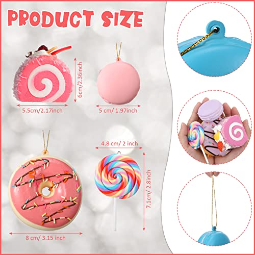 Unittype 22 Pcs Candy Christmas Tree Ornaments Set Donuts Lollipops Macaroon Cake Dessert Hanging Decoration Cute Candy Theme Christmas Tree Ornaments Xmas Home Hanging Charms Pendants Accessories - Image 3