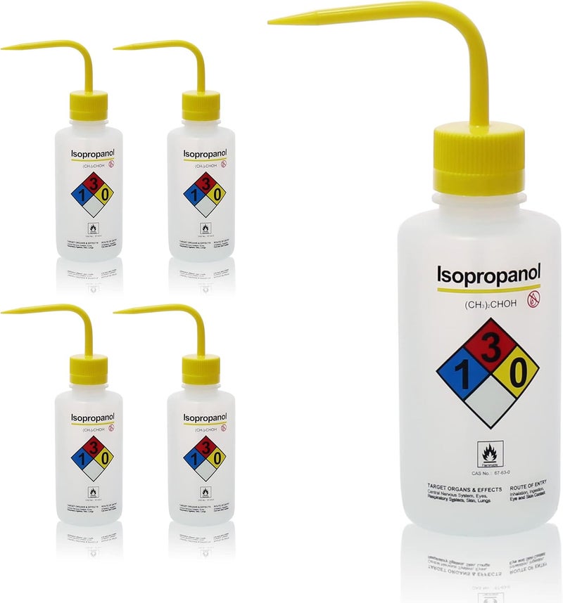UTILE Isopropanol Self-Venting Safety Wash Bottles, 4pcs of Vol.500ml, Narrow Mouth Squeeze Bottle, LDPE Material with PP Material Closure, 5511.0471.4 - Image 1