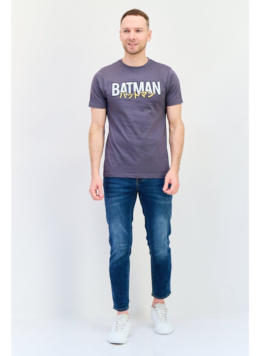 Batman Men Crew Neck Short Sleeves Graphic Printed T-Shirt, Dark Grey  - Image 4