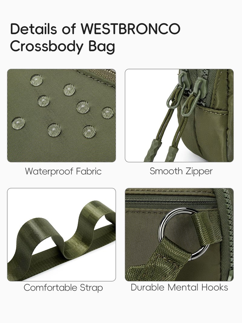 WESTBRONCO Small Crossbody Bags for Women Nylon with Adjustable Strap, Mini Crossbody Purse, Fahion Shoulder Bag for Traveling Workout Green - Image 5